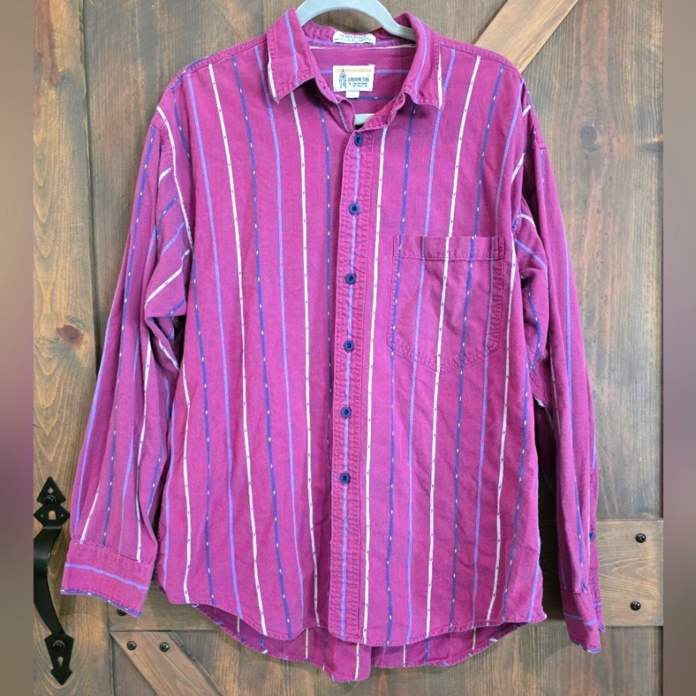 LONDON FOG Striped Button Down Size Large